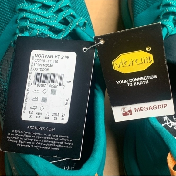 Arcteryx Norvan VT 2 Womens Illusion Auracle Trail Hiking Sneakers Teal SIZE 10 - Picture 8 of 8